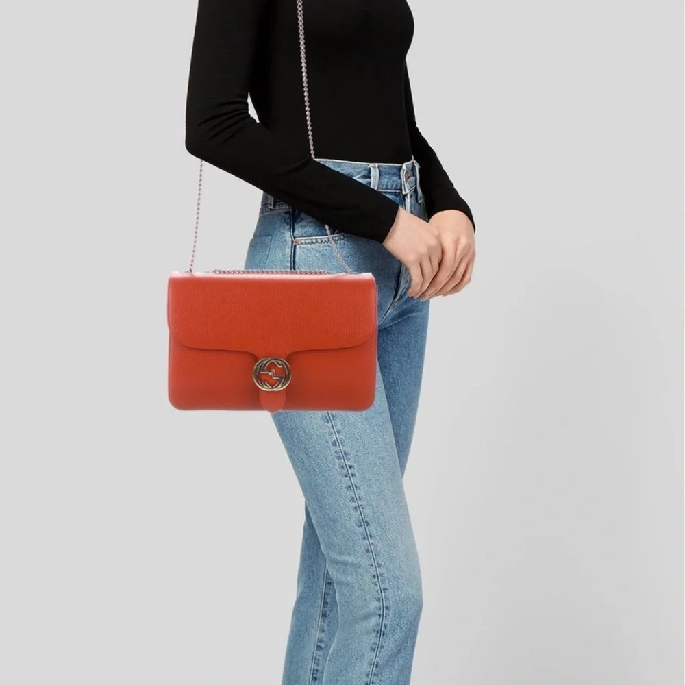 Gucci Orange Crossbody Bag with Silver Chain - Picture 3 of 12